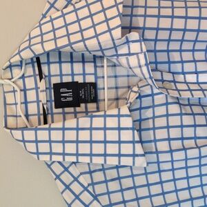 Gap Men's Cotton Blue White Check Pattern Classic Fit Shirt Size Small